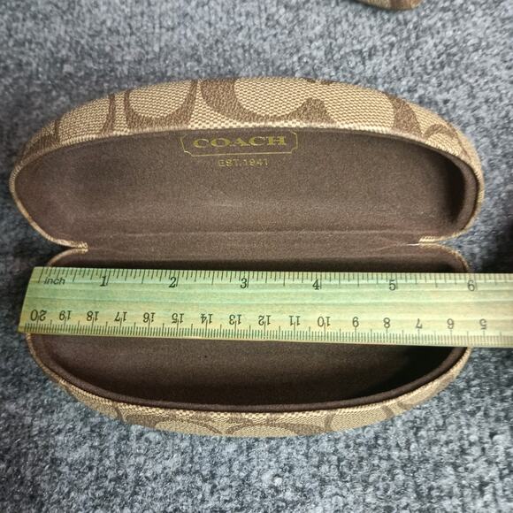 Coach Eyeglass Case Brown Signature Monogram Hard Clamshell 2ct - Picture 7 of 10